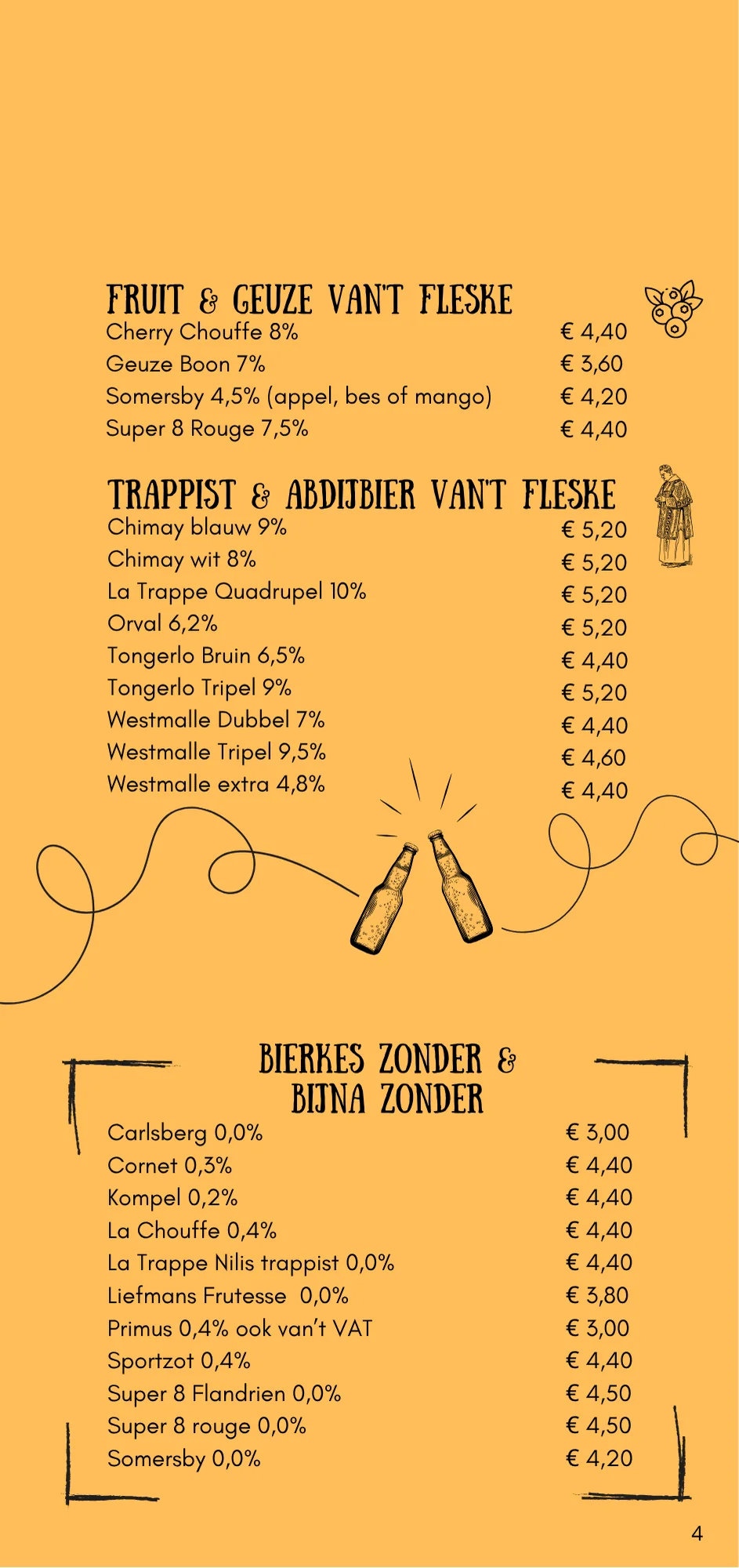 De derde pagina van de Menu kaart van Claude