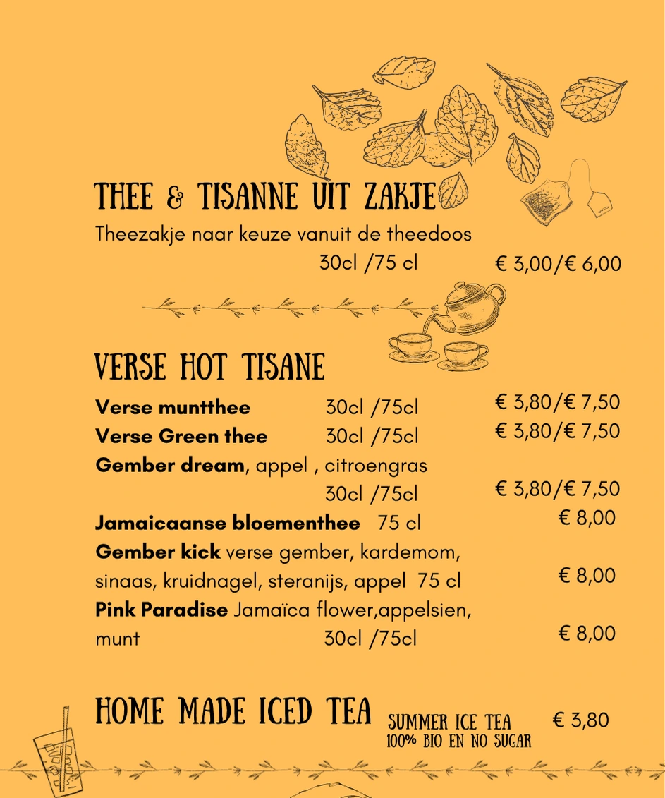 De zesde pagina van de Menu kaart van Claude