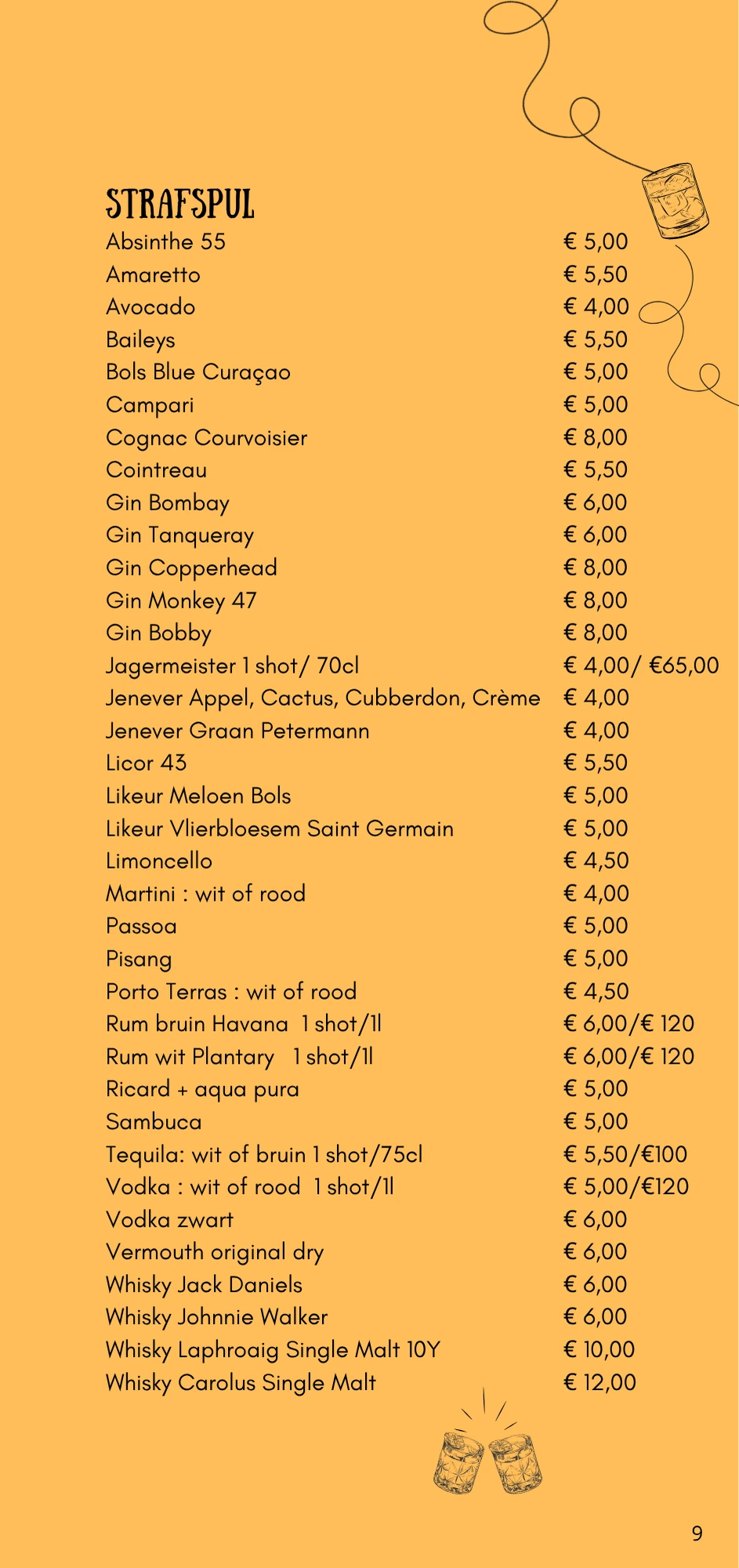 De zevende pagina van de Menu kaart van Claude