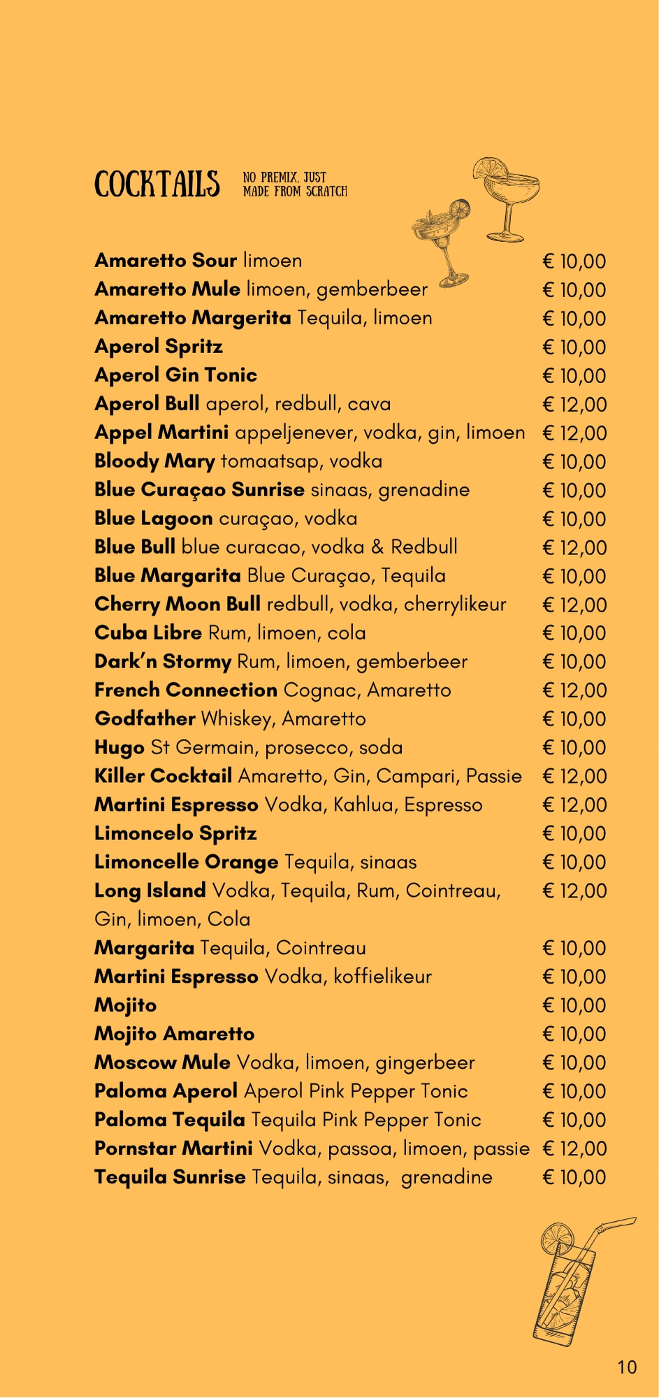 De achtste pagina van de Menu kaart van Claude