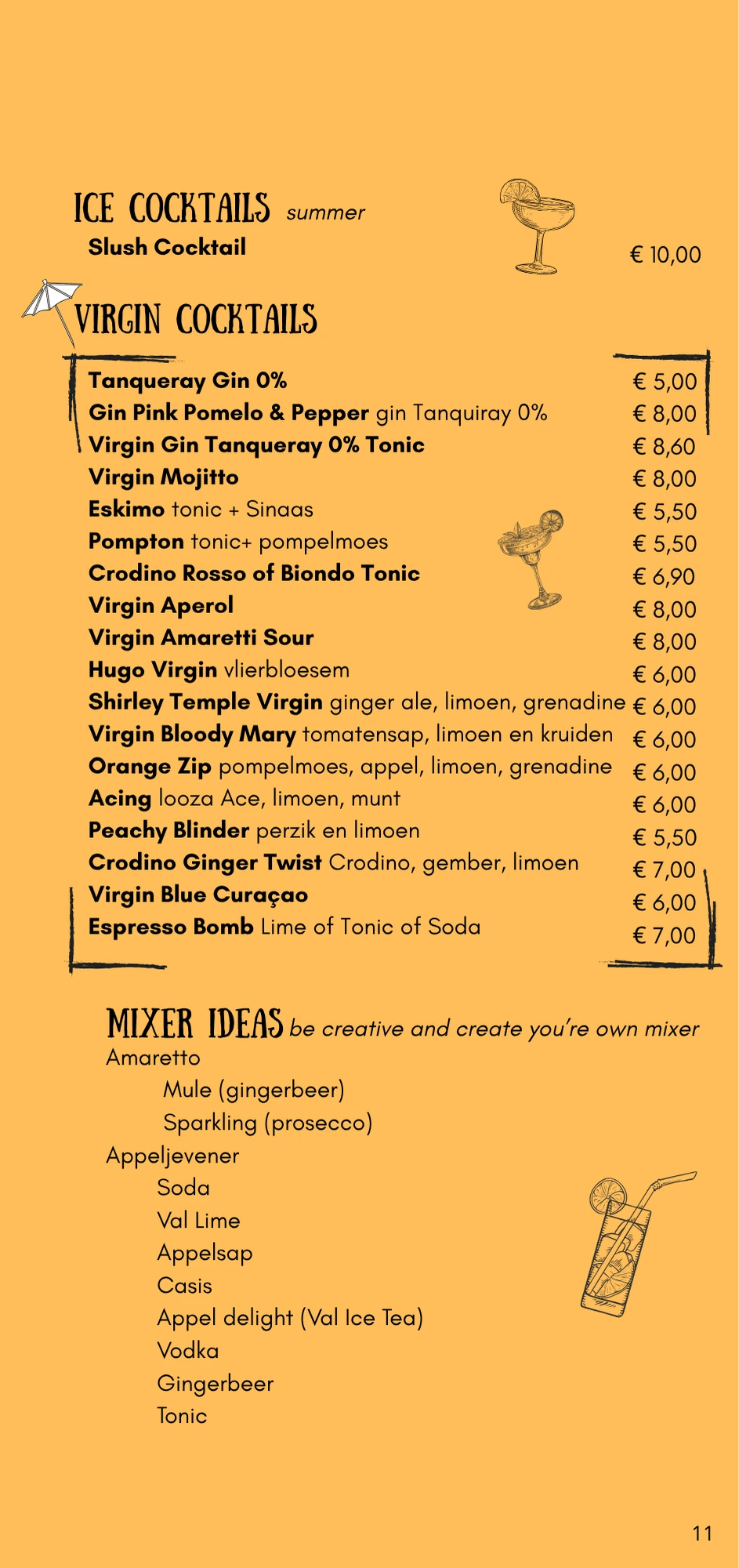 De negende pagina van de Menu kaart van Claude