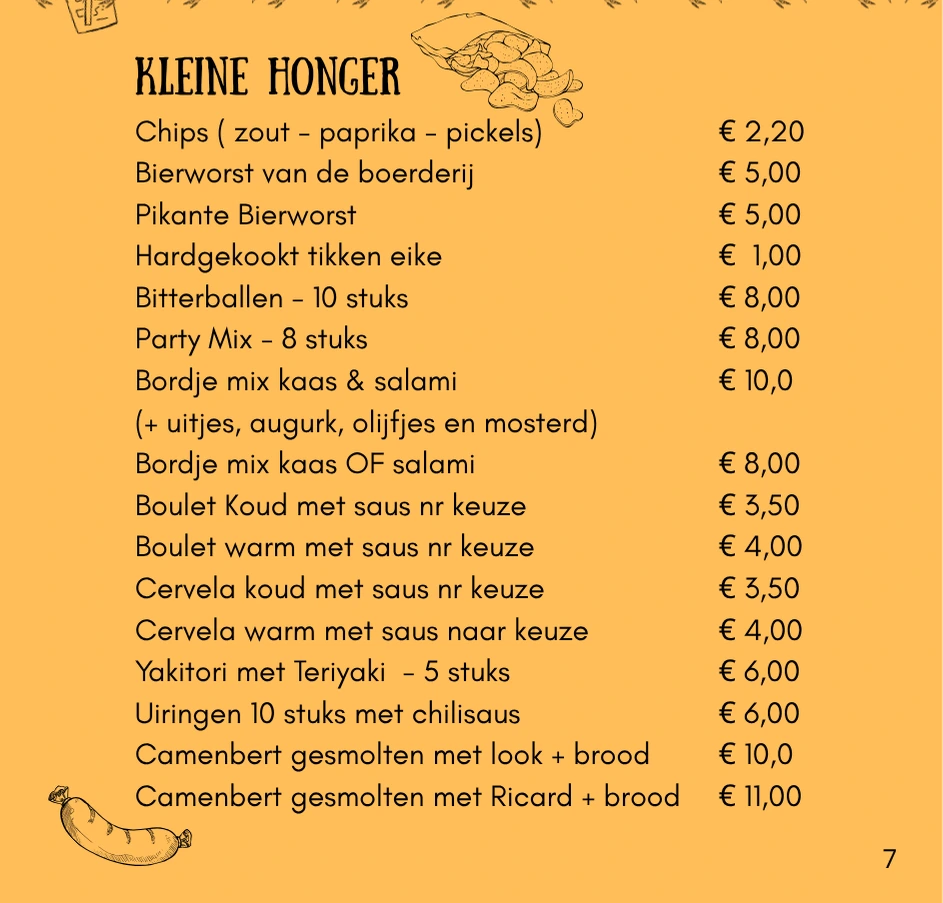 De eerste pagina van de Menu kaart van Claude